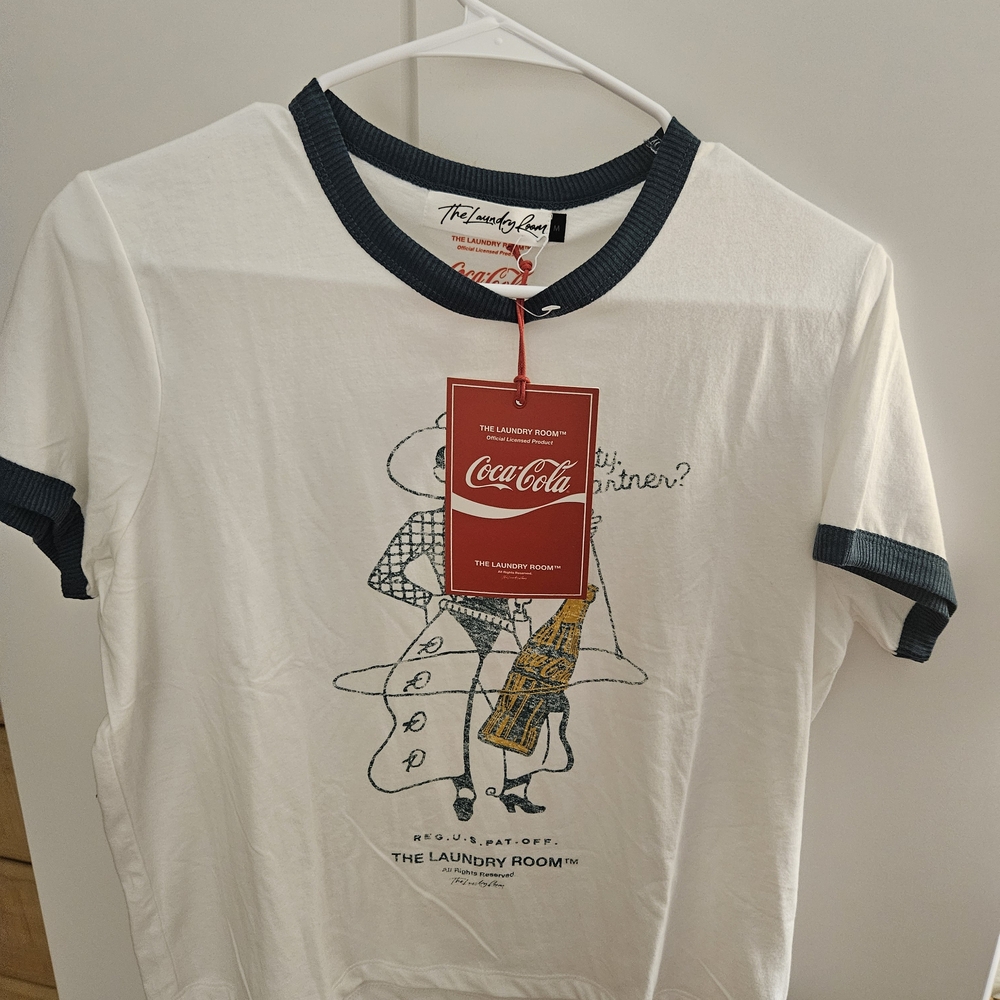 The Laundry Room  Coca Cola White and Green Graphic Tee
